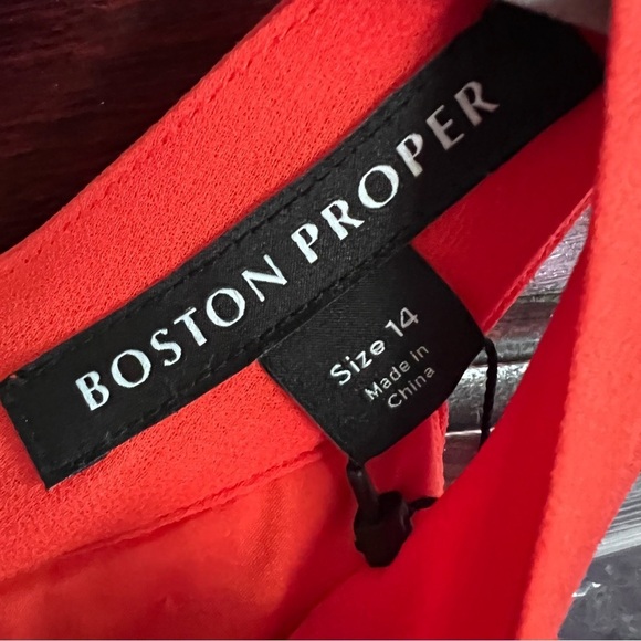 NWT Boston Proper High Neck Pleated Jumpsuit in Vibrant Orange size 14 - Picture 5 of 11